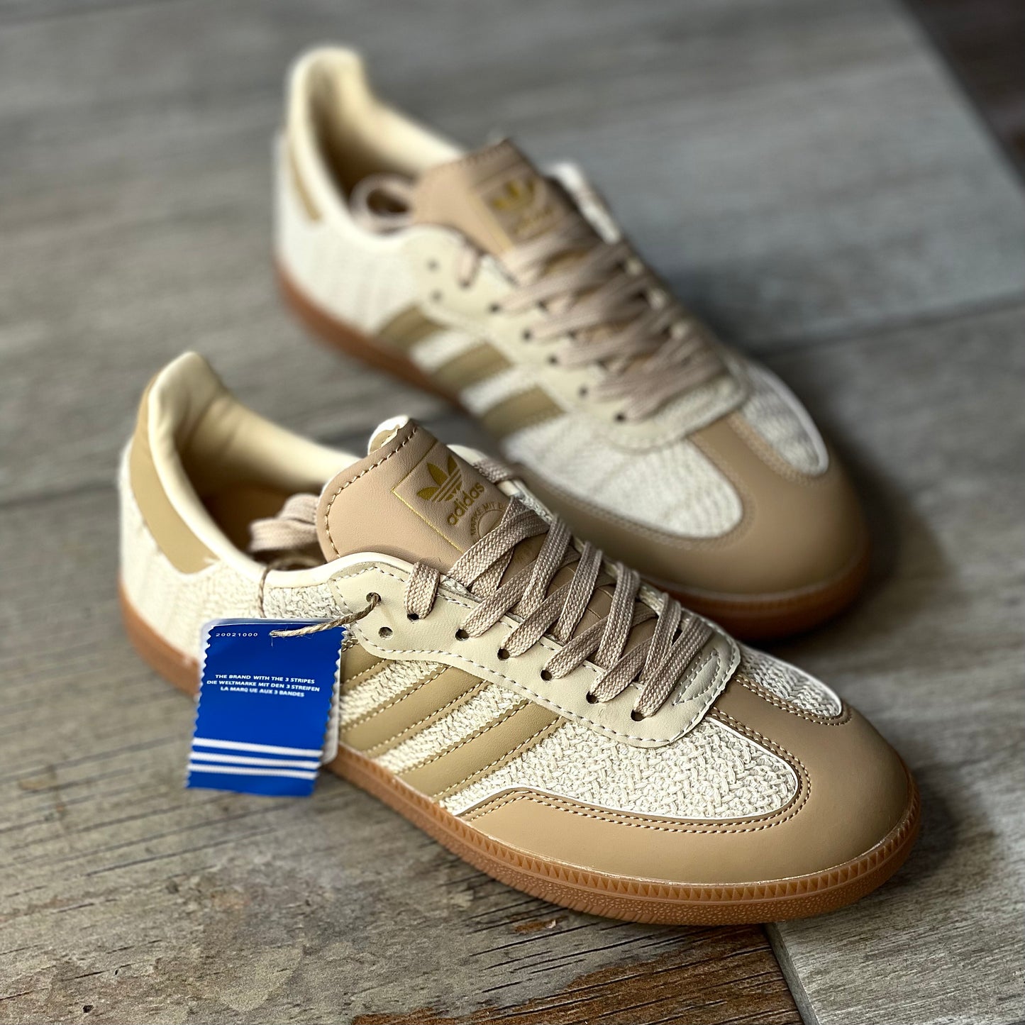 adidas Wmns Samba OG Knit Pack Sand Strata with gum sole – side profile