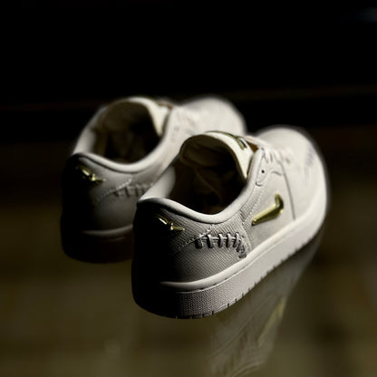 Back view of Air Jordan 1 Method of Make Light Legend Brown — heel panel stitching and embossed Air Jordan Wings logo