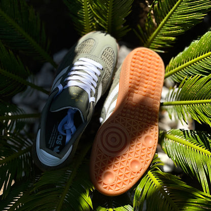 Adidas Samba OG Knit Pack Orbit Green featuring cream three-stripe design and gum sole