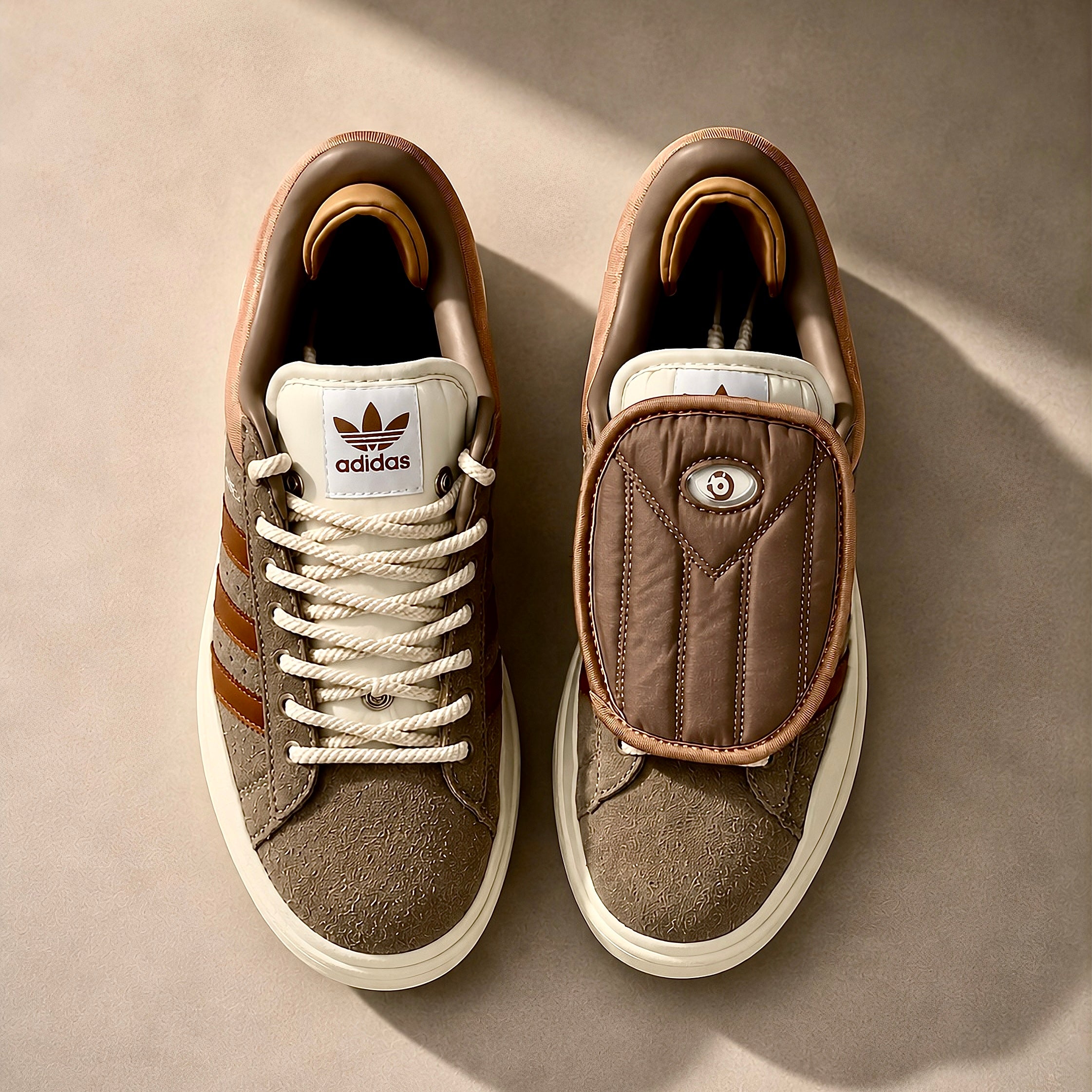 Top view of Bad Bunny x adidas Campus Chalky Brown sneaker