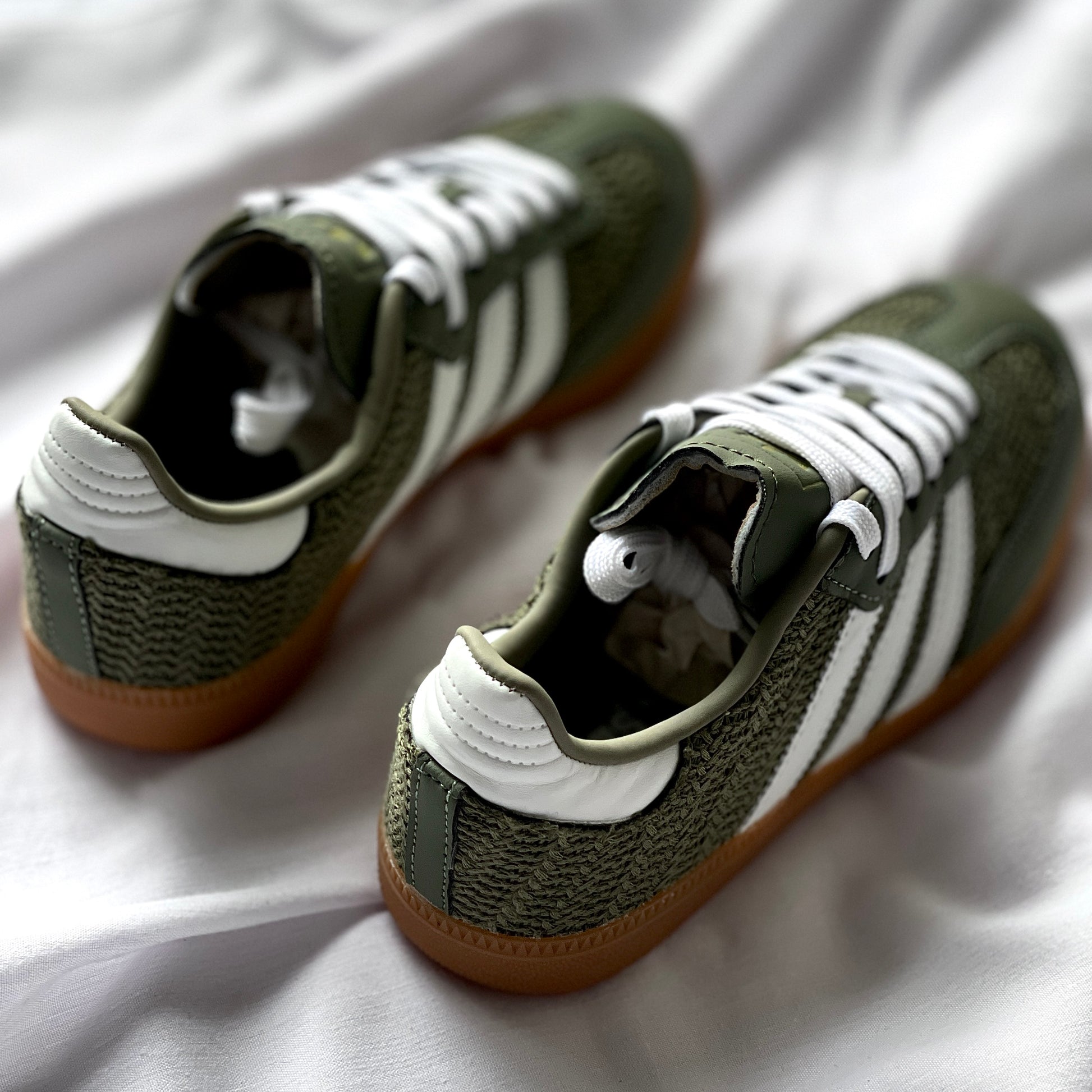 Heel detail of Adidas Samba Knit Pack Orbit Green