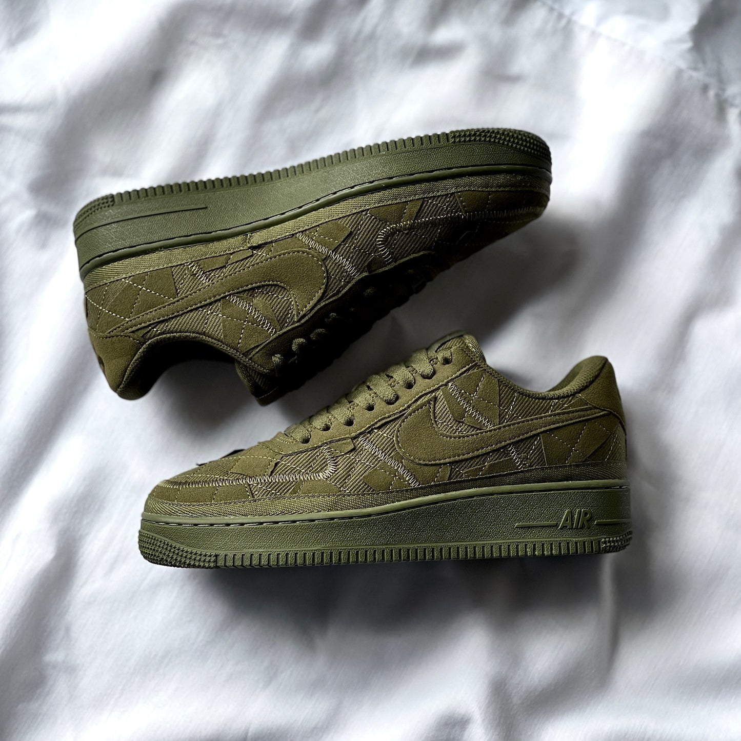 Side angle of Billie Eilish x Nike Air Force 1 Low Sequoia