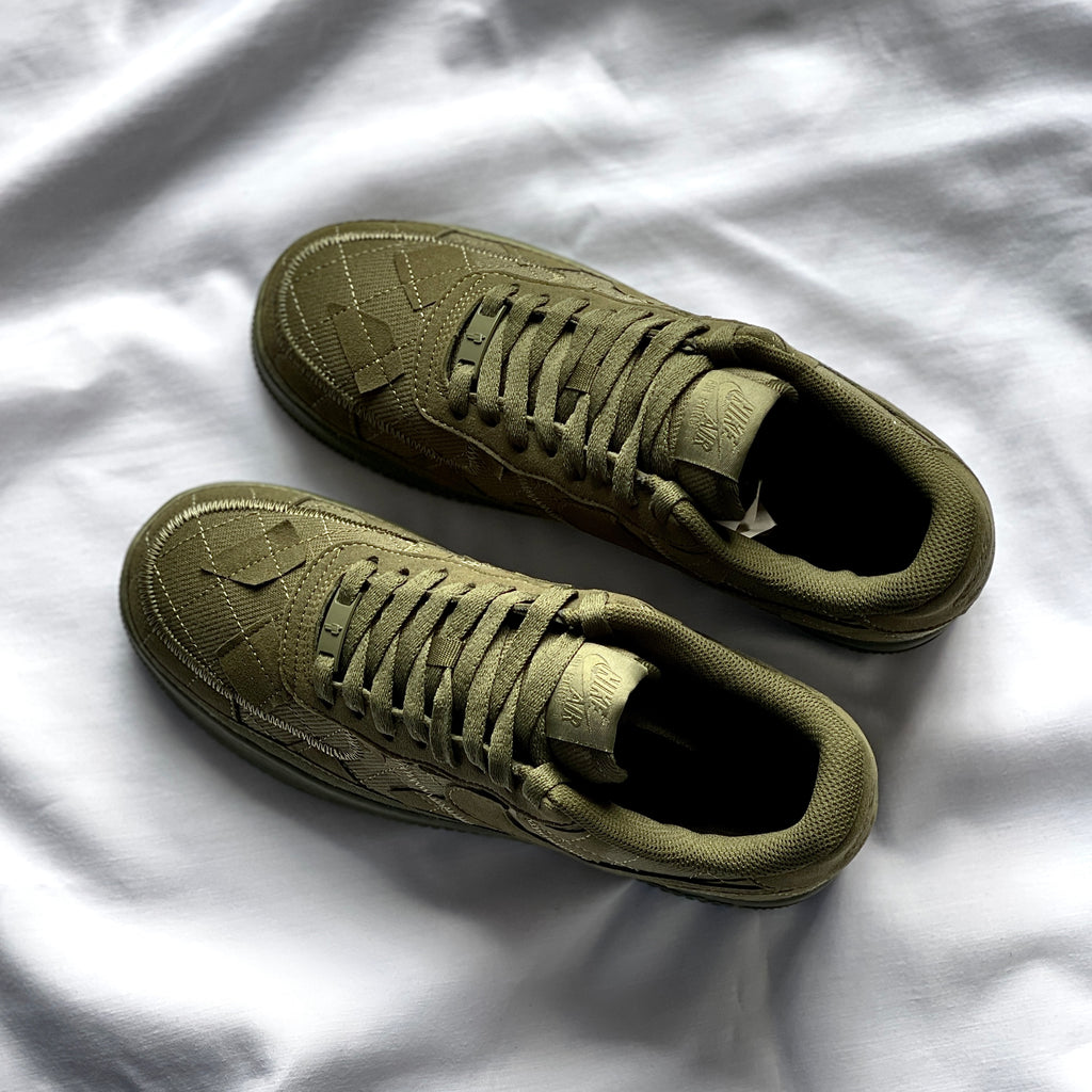 Top view showcasing patchwork upper on AF1 Sequoia