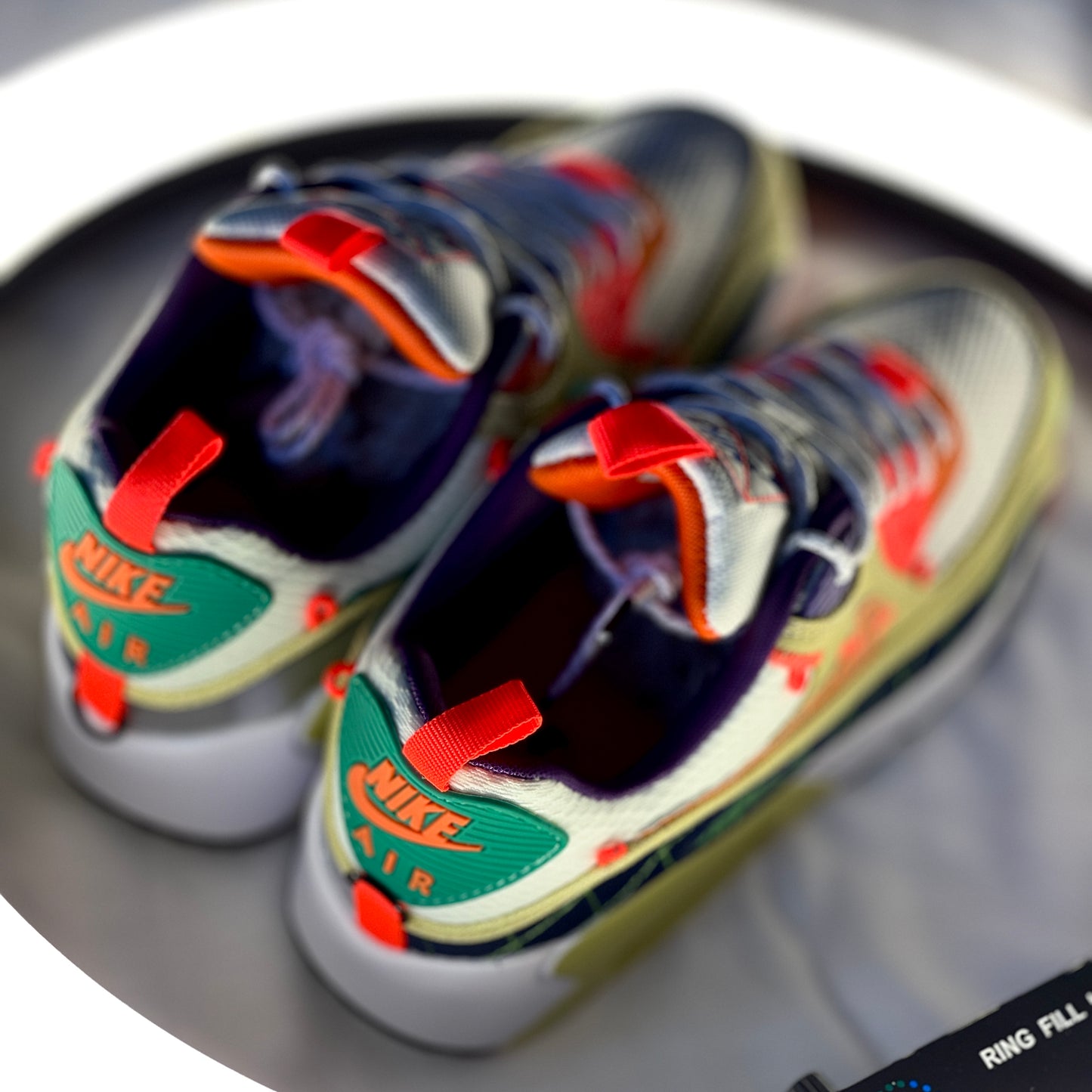 "Close-up of Air Max 90 ‘Mountaineering’ heel Air bubble and textured detailing"