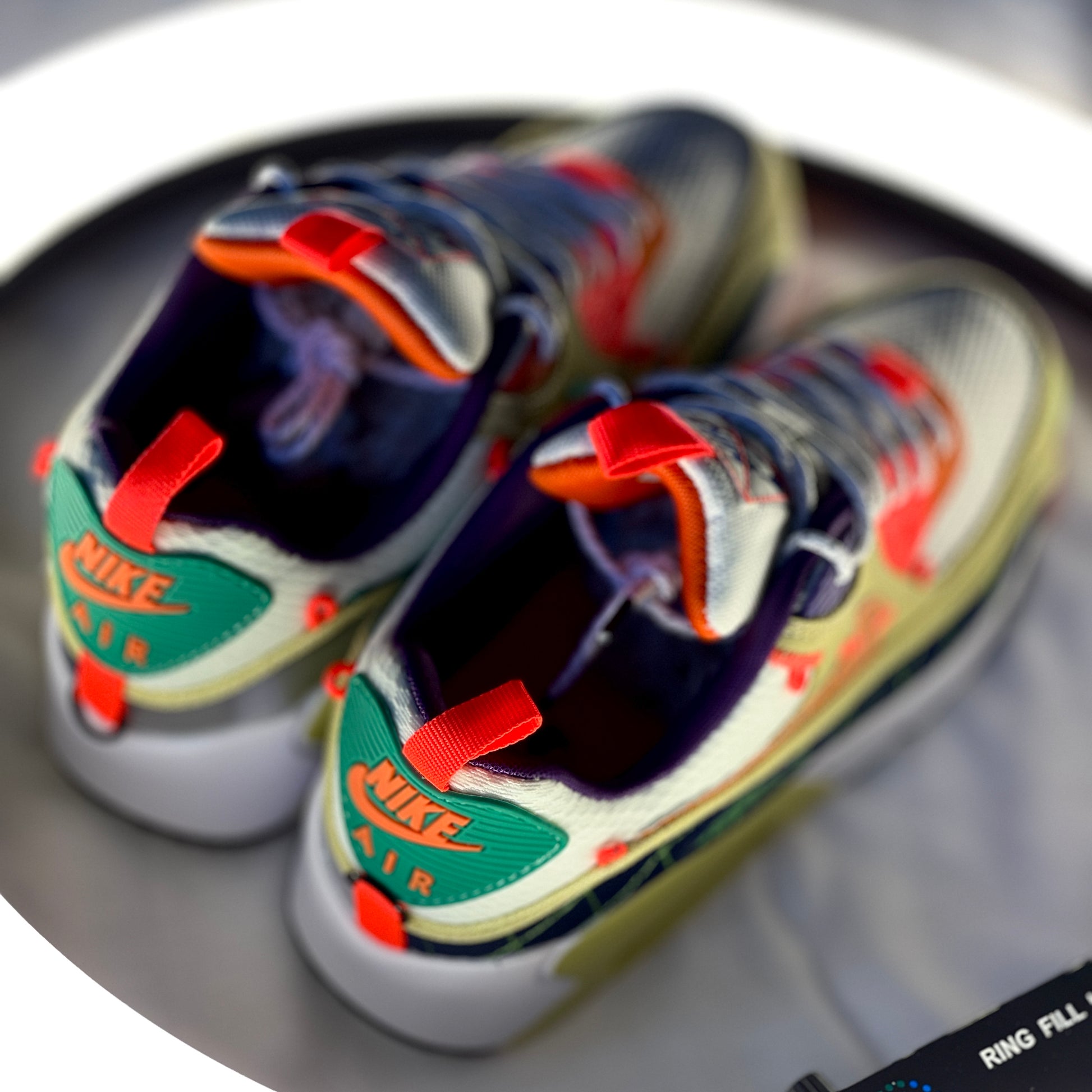 "Close-up of Air Max 90 ‘Mountaineering’ heel Air bubble and textured detailing"