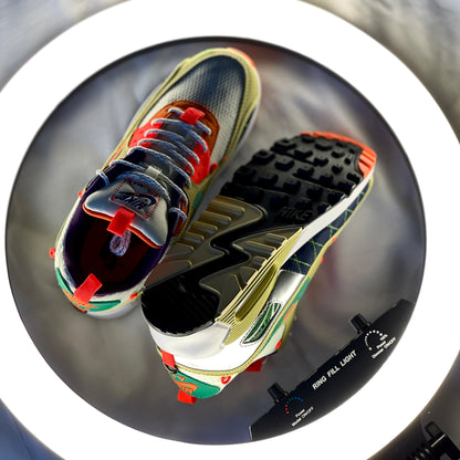 "Outsole of Nike Air Max 90 ‘Mountaineering’ with waffle traction pattern for grip and stability"