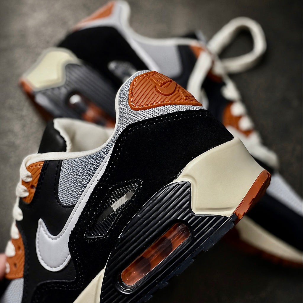Lenticular Patta Air Max branding detail on Black Particle Grey Air Max 90