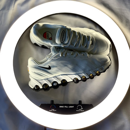 Close-up of breathable mesh and synthetic overlays on Air Max DN8