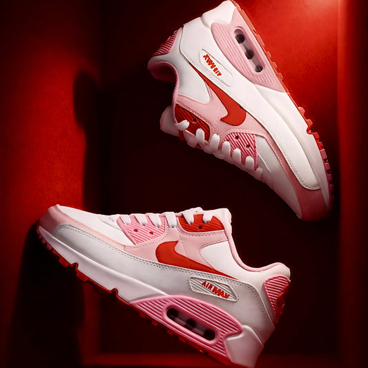 Nike Air Max 90 Valentines Day side profile with pink accents