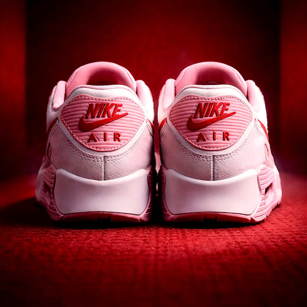 Heel view showing visible Air unit on Air Max 90 Valentines Day
