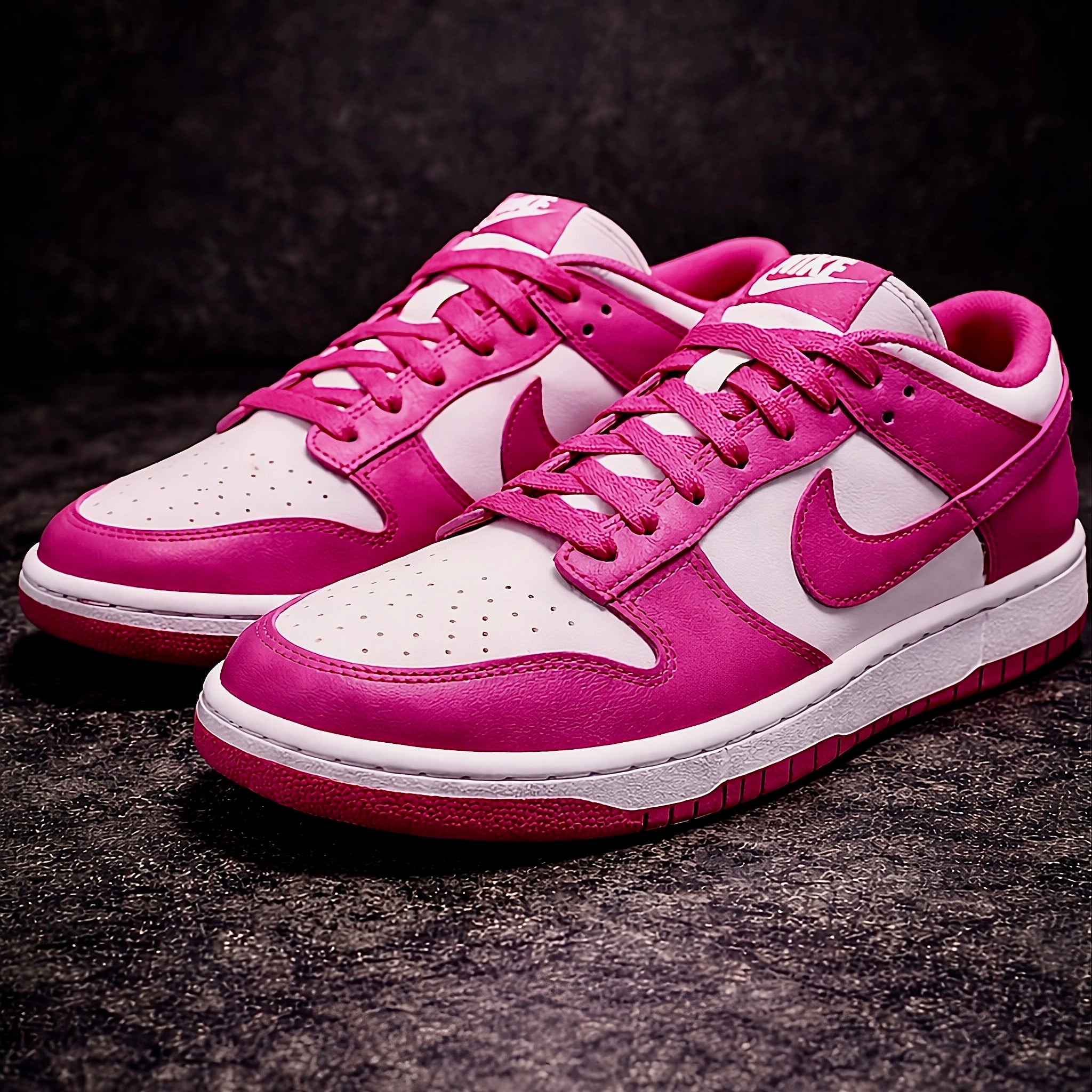 Nike Dunk low active fuscia close up view 