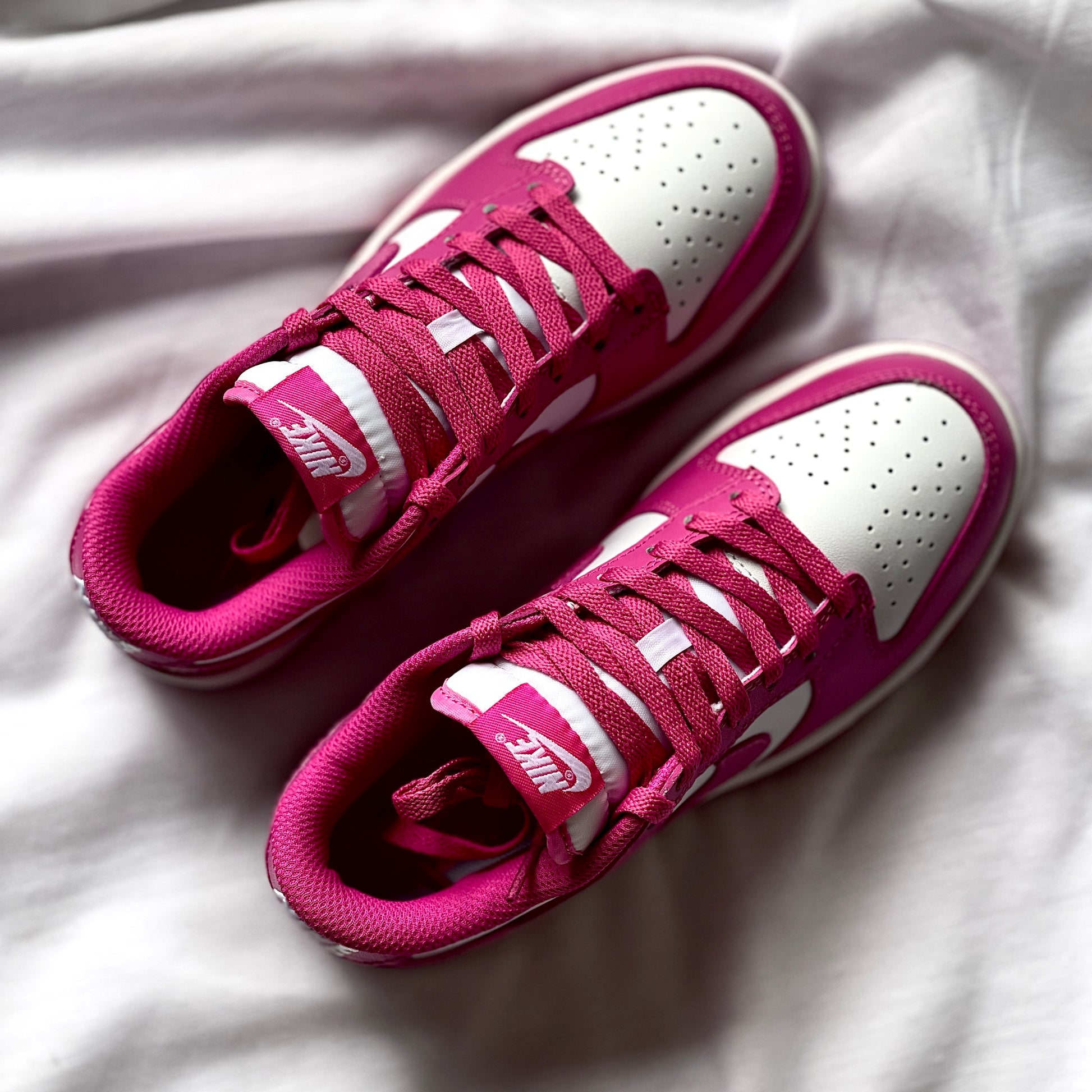 Top view of Nike Dunk Low Hot Fuchsia women’s sneaker