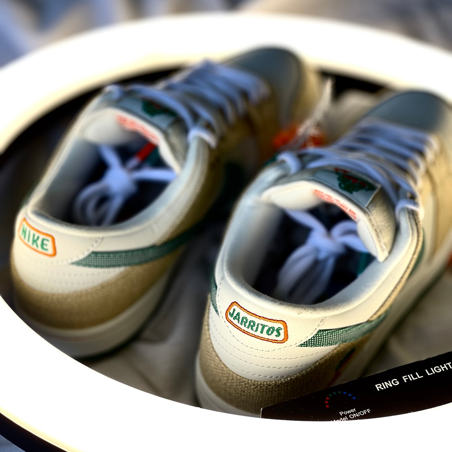 Nike Dunk Low SB Jarritos heel view featuring embroidered Jarritos branding and dual-tone heel tab.