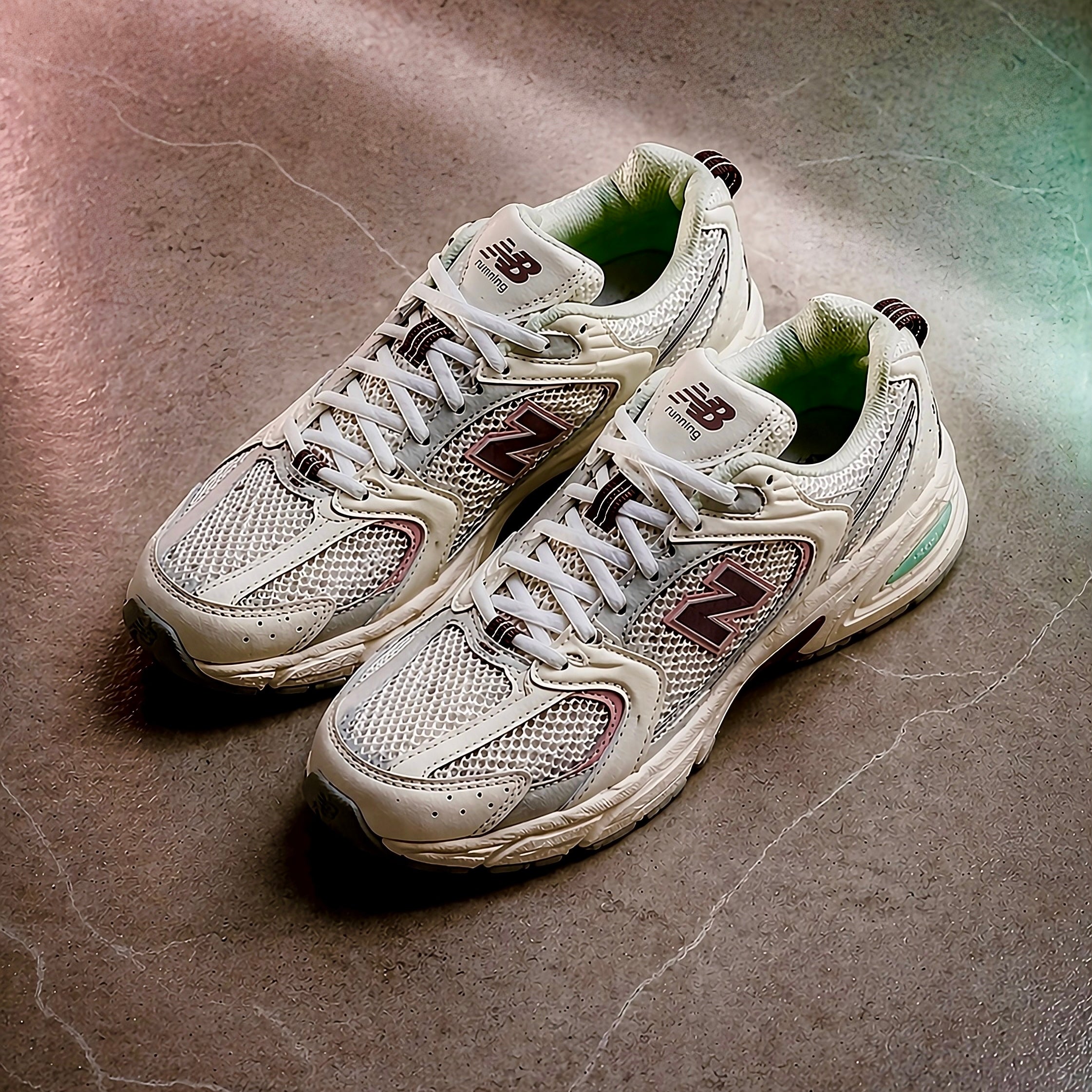 Top view of New Balance 530 Sea Salt Ice Wine sneaker