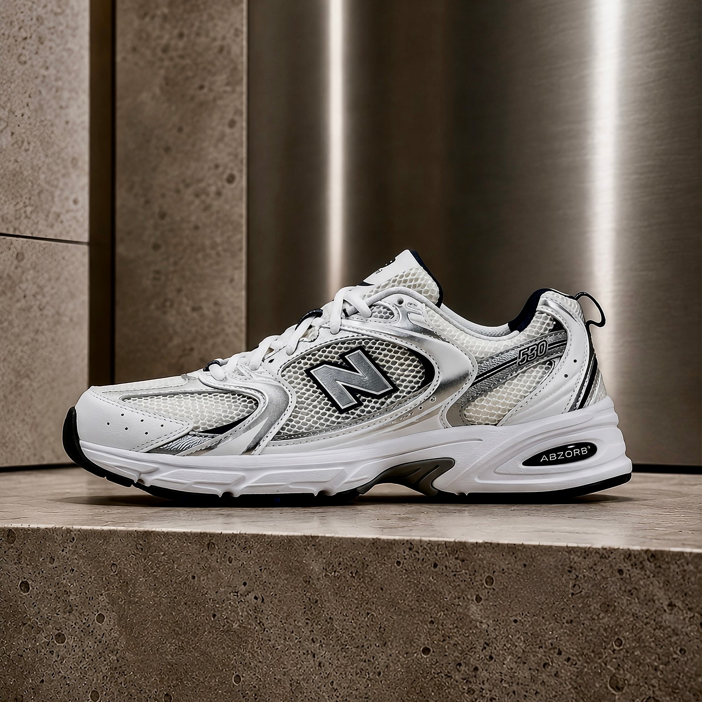 New Balance 530 White natural indigo full side view