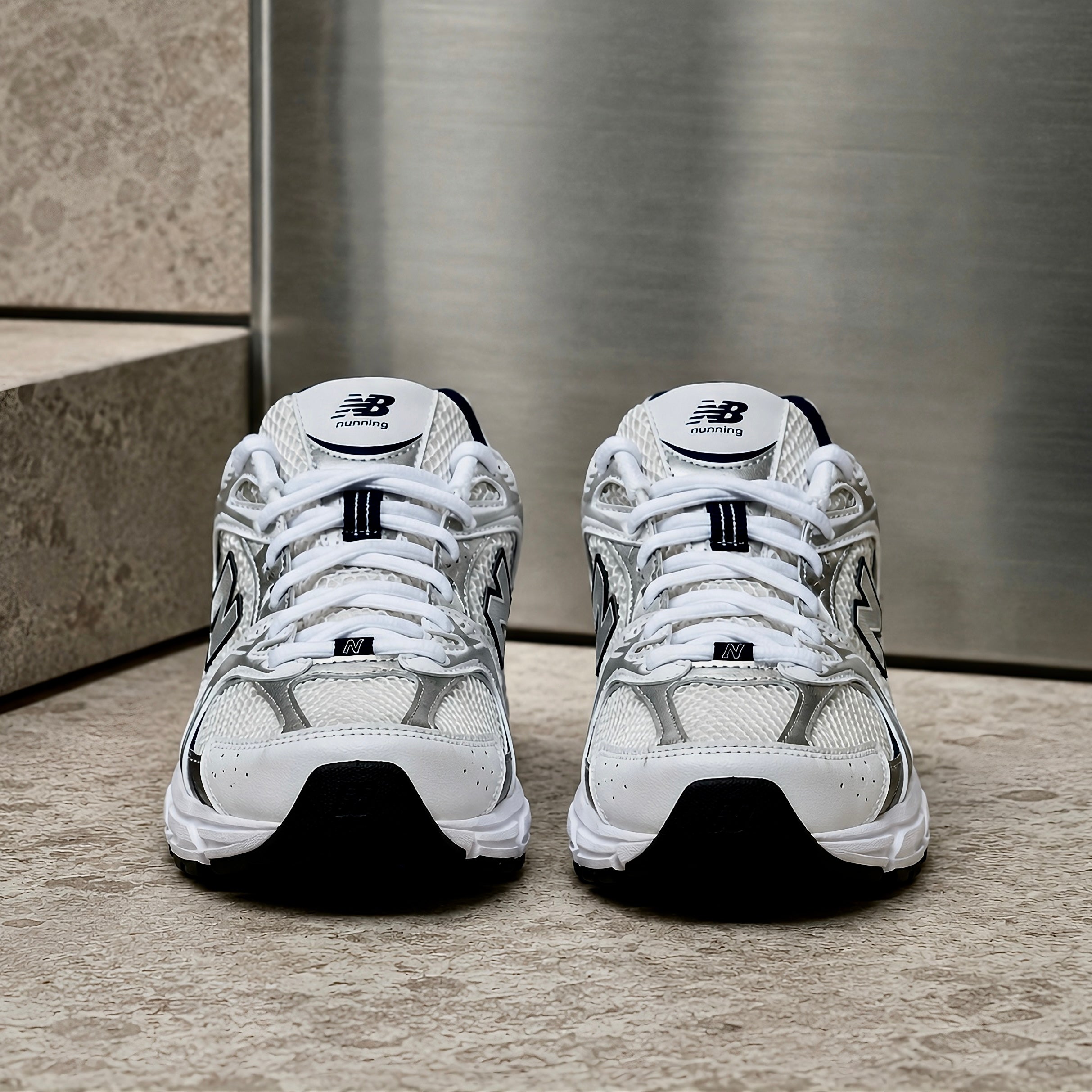 New Balance 530 White natural indigo full front view