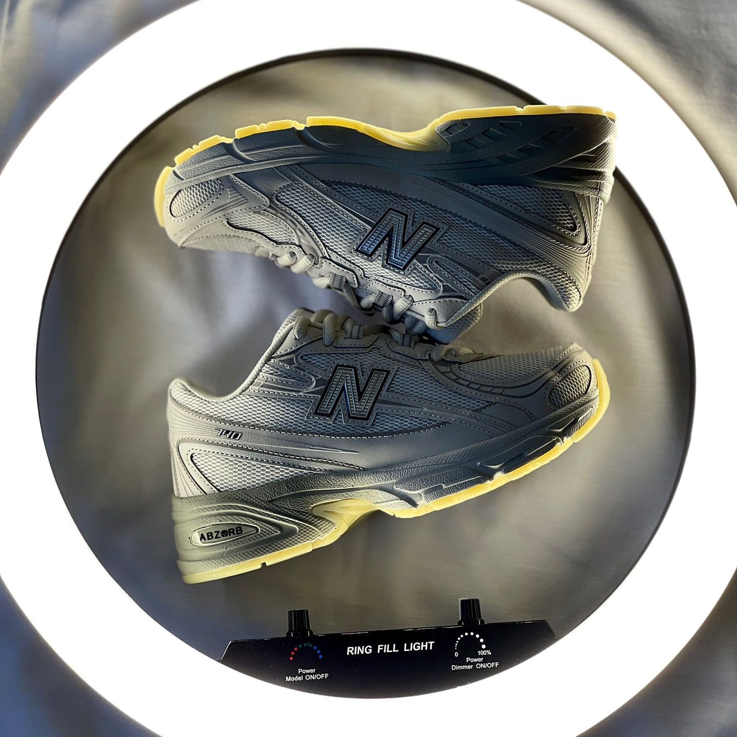 Close-up of New Balance 740 Lunar New Year premium materials