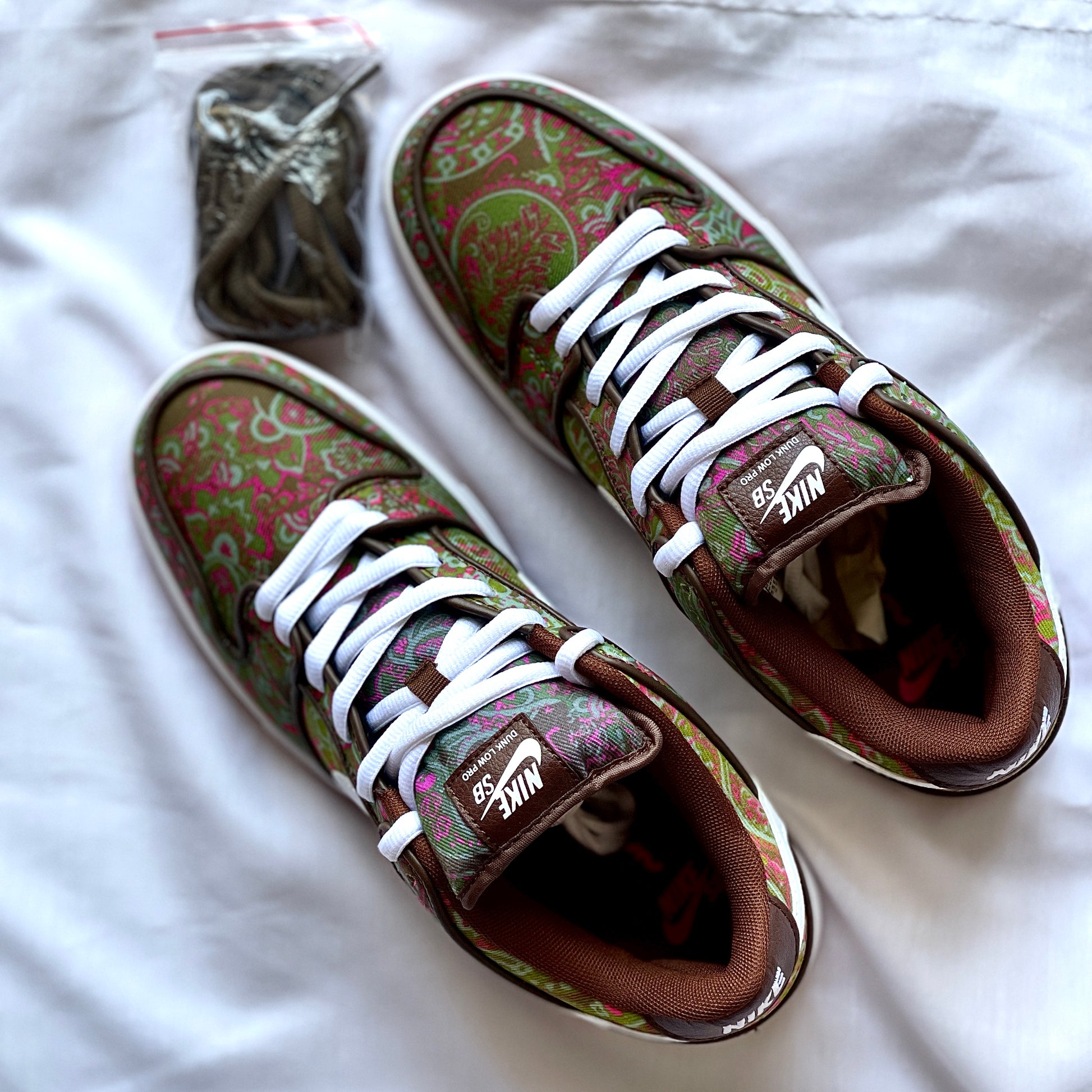 Top view of Nike Dunk Low SB Paisley sneaker