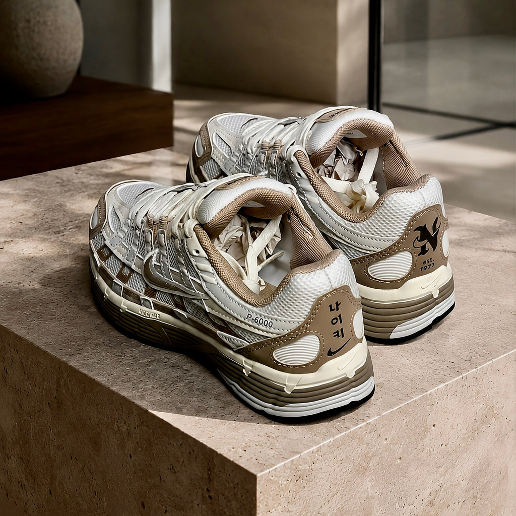 Nike P-6000 Hangul Day heel view featuring padded collar and layered heel construction